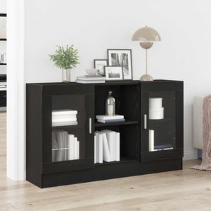 Bufet Stejar Negru 120 x 30,5 x 70 cm Lemn prelucrat