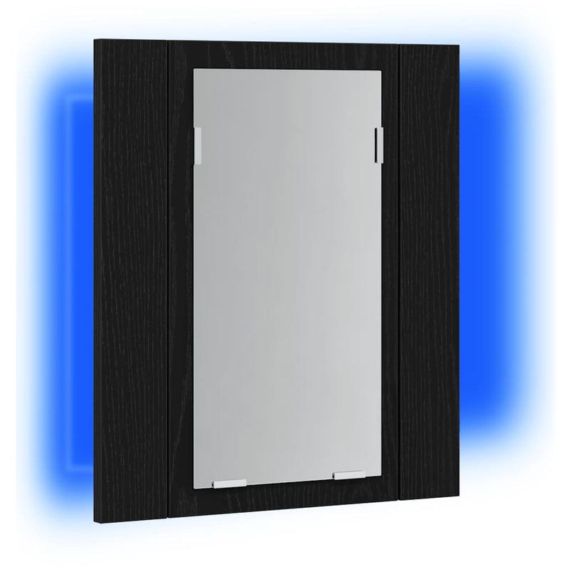 Dulap cu oglindă pentru baie cu LED, stejar negru, 40x12x45 cm