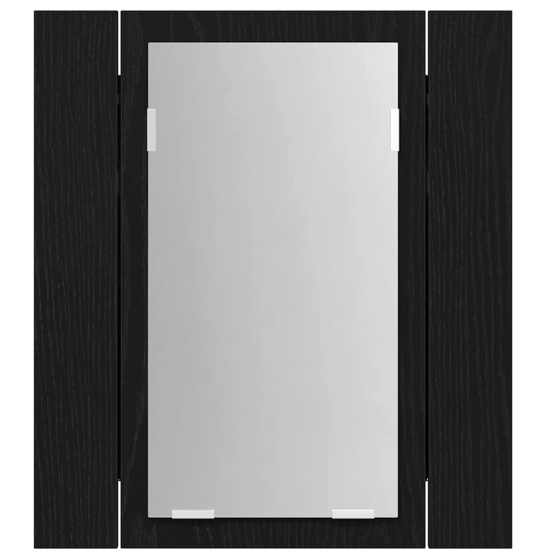 Dulap cu oglindă pentru baie cu LED, stejar negru, 40x12x45 cm