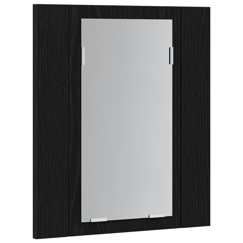 Dulap cu oglindă pentru baie cu LED, stejar negru, 40x12x45 cm