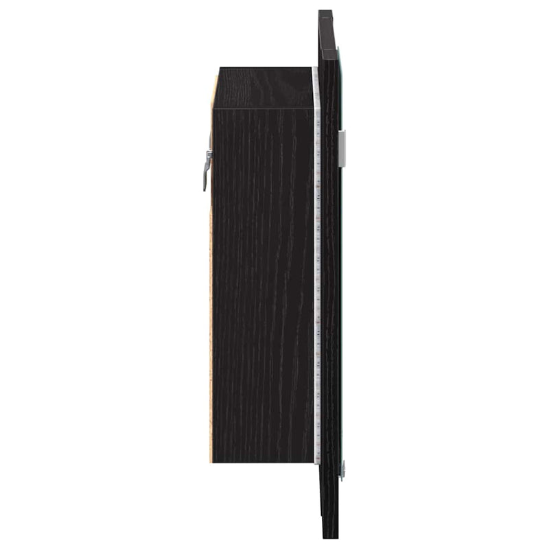 Dulap cu oglindă pentru baie cu LED, stejar negru, 40x12x45 cm