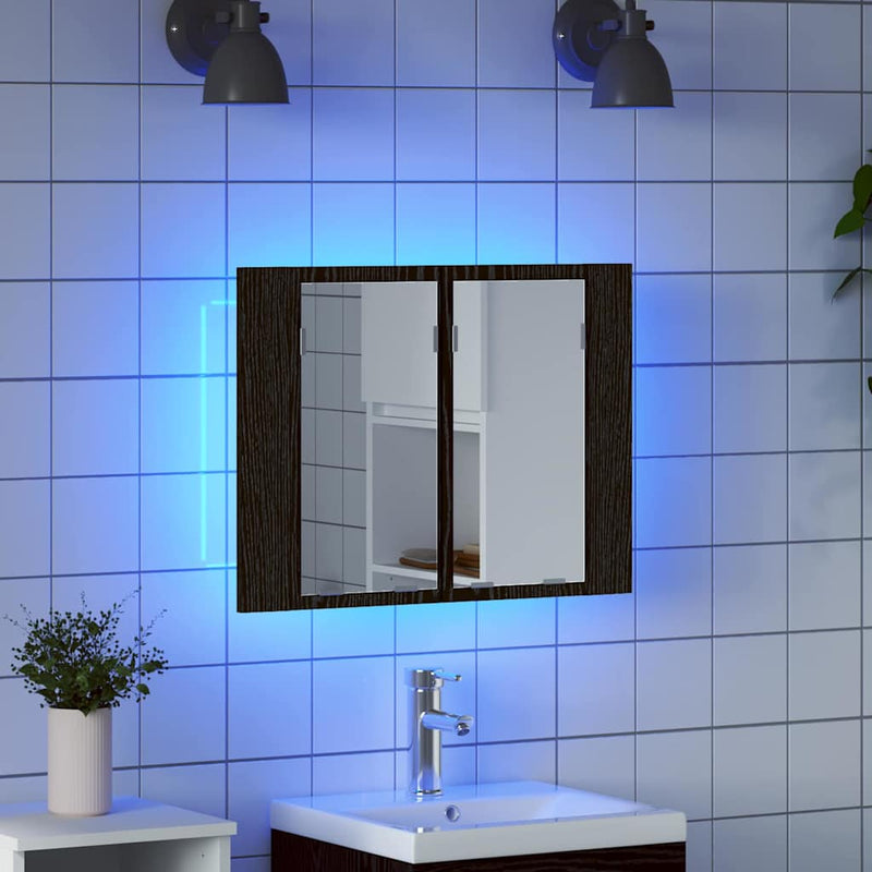 Dulap cu oglindă pentru baie Stejar Negru 60 x 12 x 45 cm