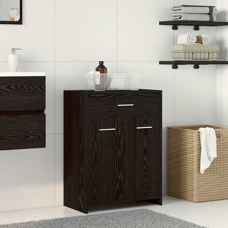 Dulap de Baie Stejar Negru 60 x 33 x 80 cm Lemn prelucrat
