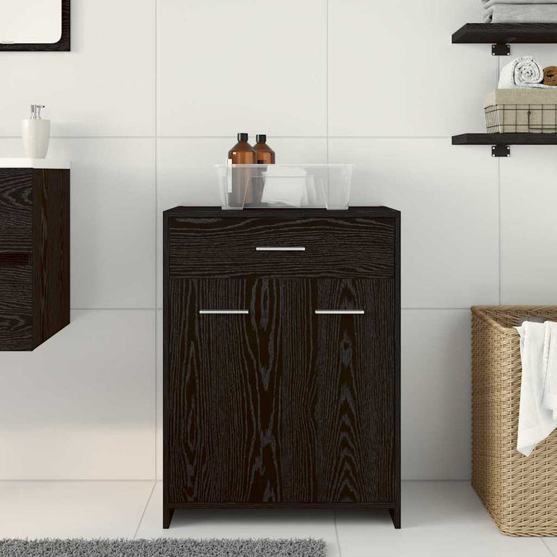 Dulap de Baie Stejar Negru 60 x 33 x 80 cm Lemn prelucrat
