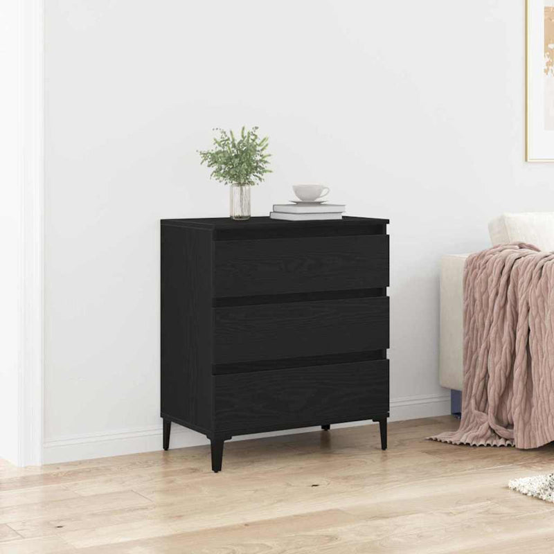 Bufet Stejar Negru 60 x 35 x 70 cm Lemn prelucrat
