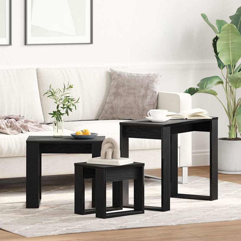 Mese în cuiburi 3 buc. Stejar Negru 61 x 28 x 47 cm