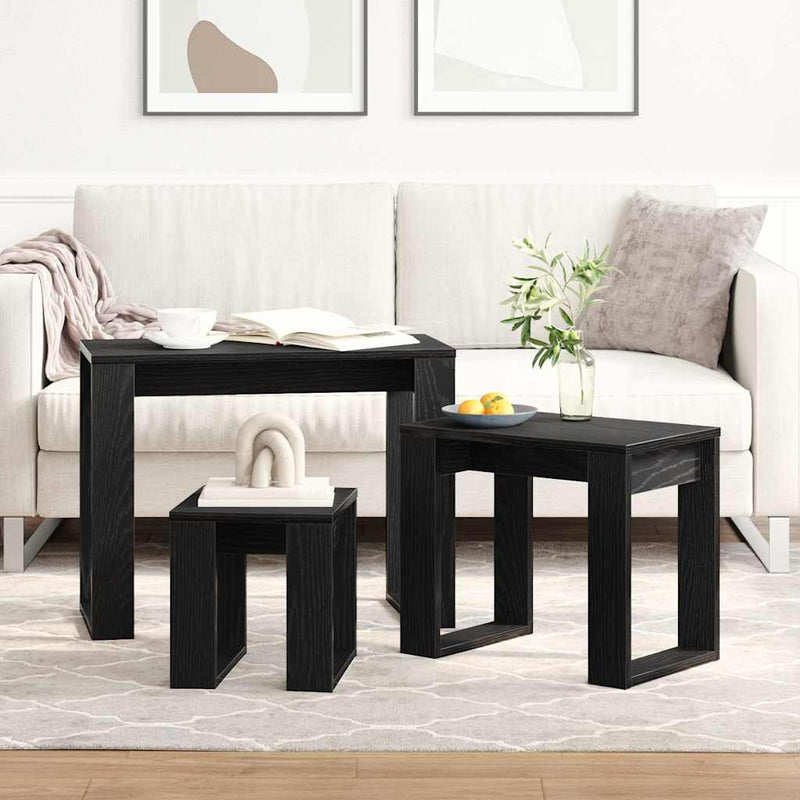 Mese în cuiburi 3 buc. Stejar Negru 61 x 28 x 47 cm