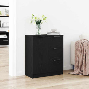 Bufet Stejar Negru 60 x 30 x 70 cm Lemn prelucrat