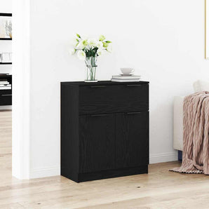 Bufet Stejar Negru 60 x 30 x 70 cm Lemn prelucrat