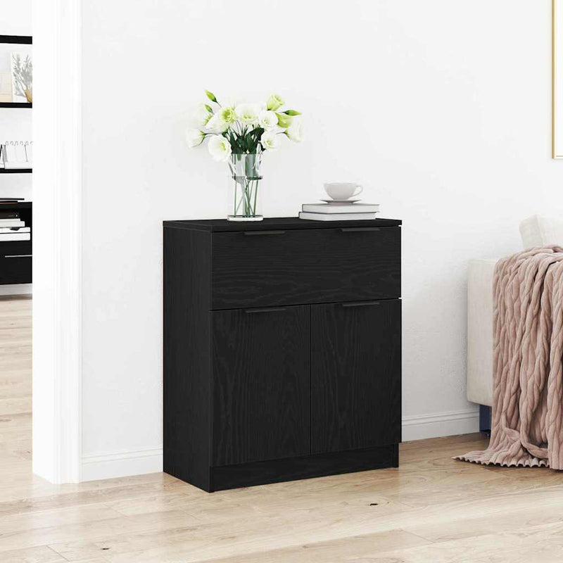 Bufet Stejar Negru 60 x 30 x 70 cm Lemn prelucrat