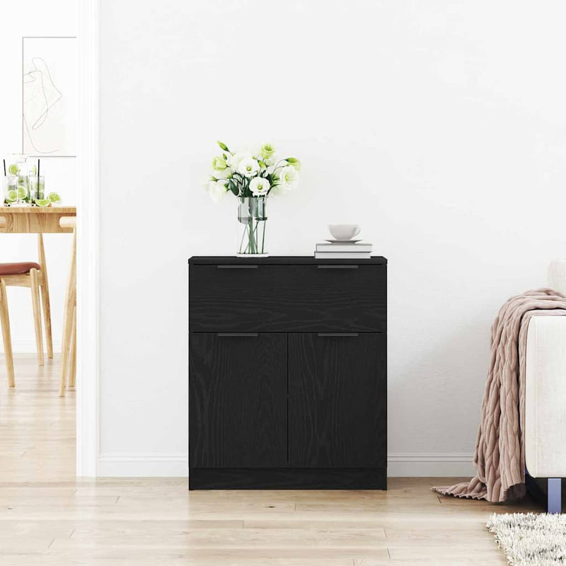 Bufet Stejar Negru 60 x 30 x 70 cm Lemn prelucrat