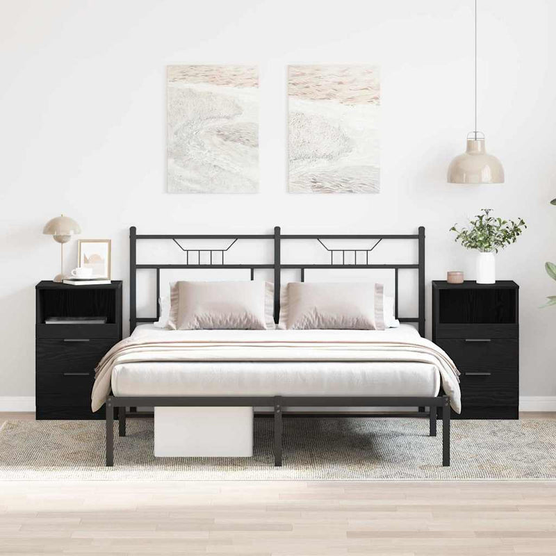 Dulap de noapte 2 buc. Stejar Negru 40 x 36 x 65 cm