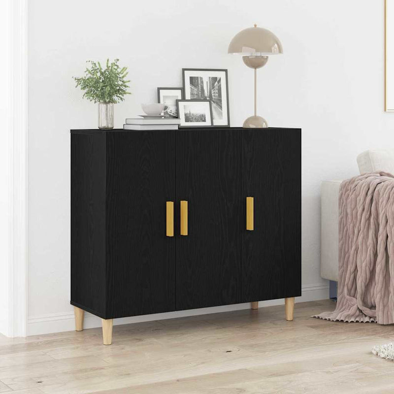 Bufet Stejar Negru 90 x 34 x 80 cm Lemn prelucrat