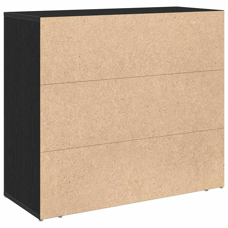Bufet Stejar Negru 80 x 33 x 70 cm Lemn prelucrat