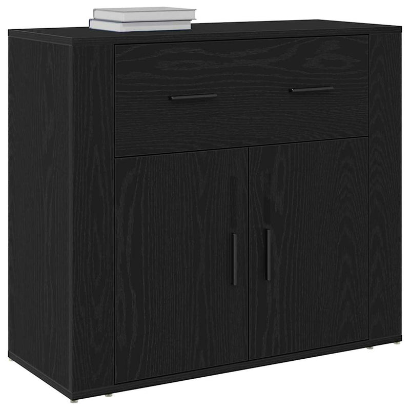 Bufet Stejar Negru 80 x 33 x 70 cm Lemn prelucrat