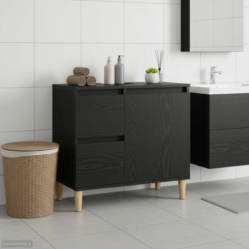 Dulap de Baie Stejar Negru 65 x 33 x 60 cm Lemn prelucrat
