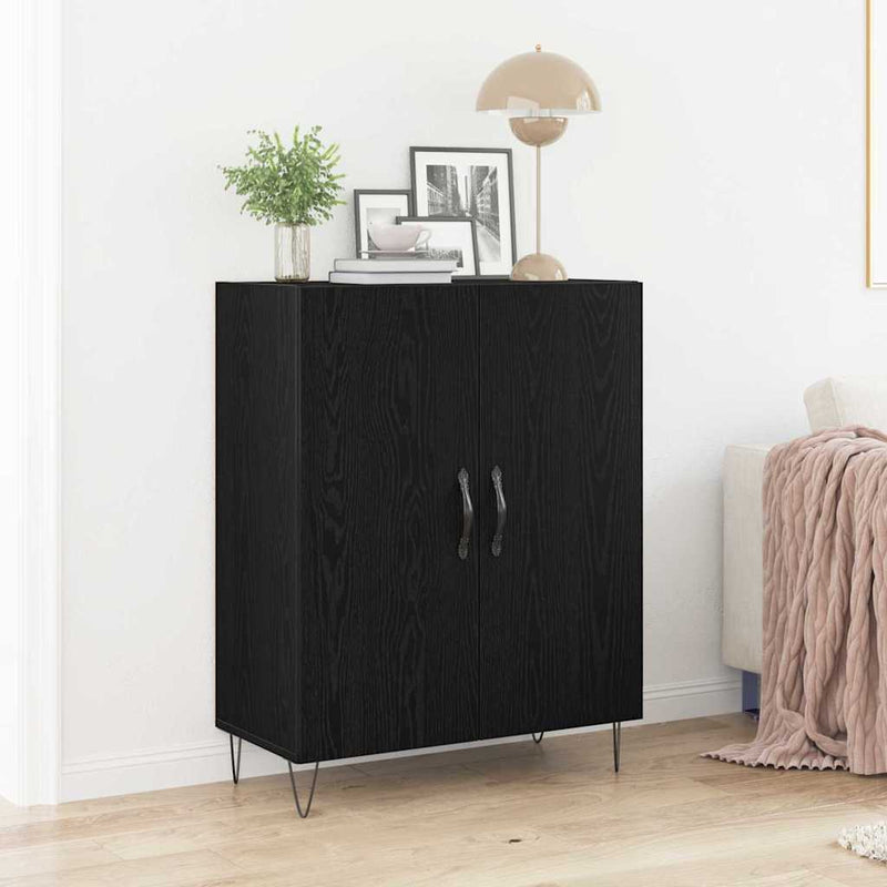 Bufet Stejar Negru 69,5 x 34 x 90 cm Lemn prelucrat