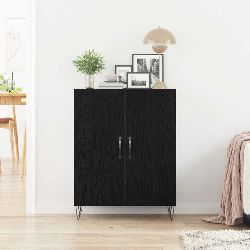 Bufet Stejar Negru 69,5 x 34 x 90 cm Lemn prelucrat