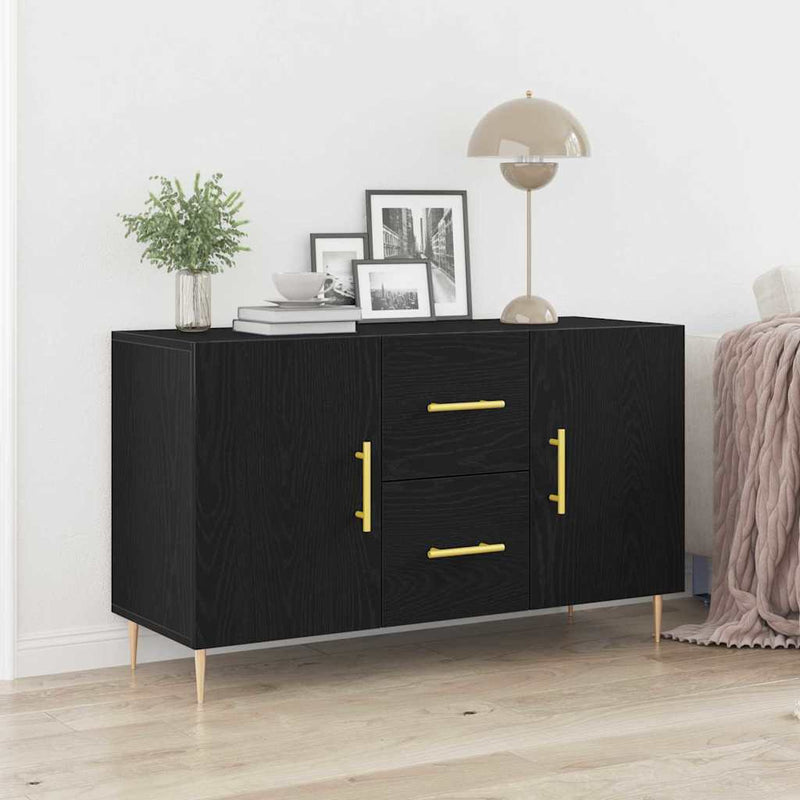 Bufet Stejar Negru 100 x 36 x 60 cm Lemn prelucrat