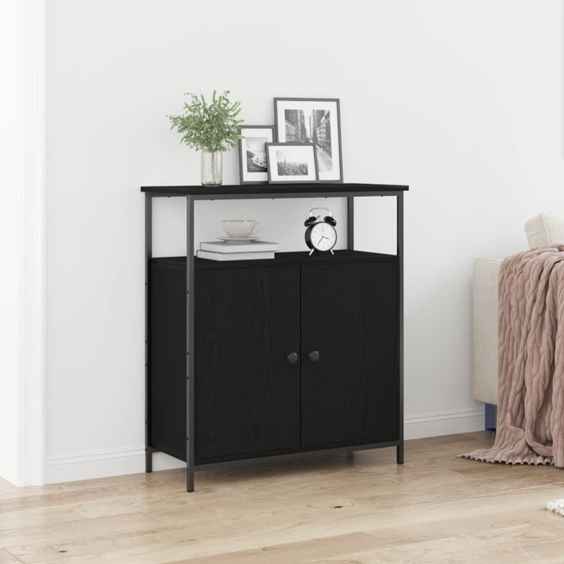 Bufet Stejar Negru 70 x 30 x 80 cm Lemn prelucrat
