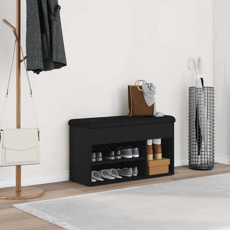 Bancă pentru pantofi Negru 80 x 30 x 45 cm Lemn prelucrat