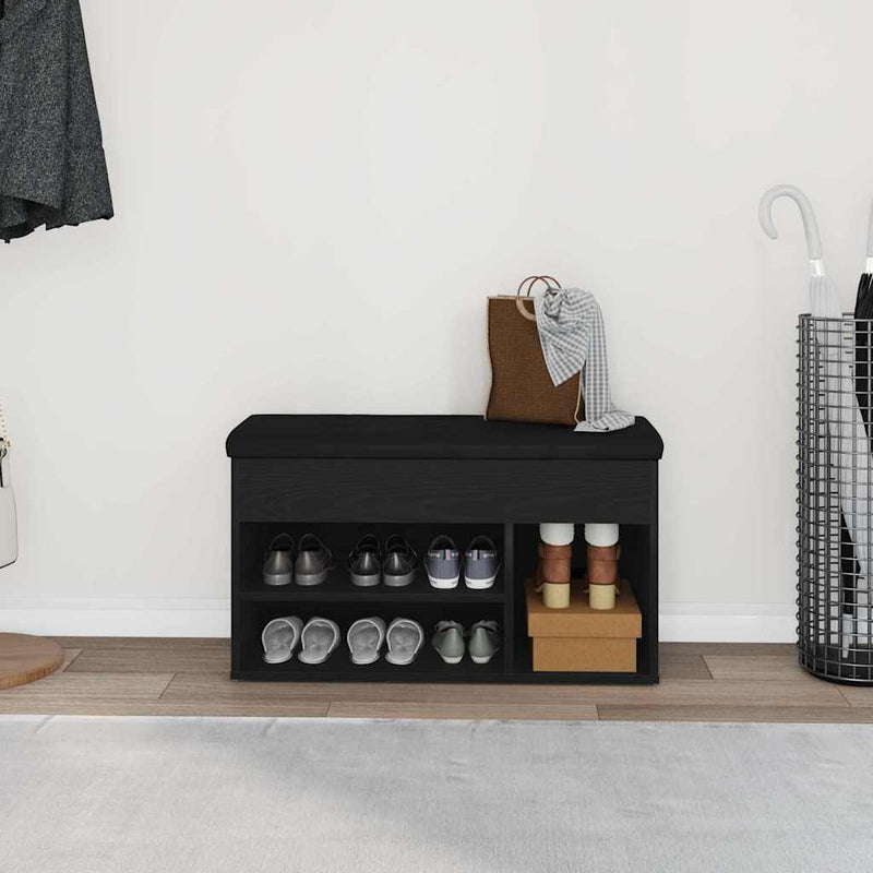 Bancă pentru pantofi Negru 80 x 30 x 45 cm Lemn prelucrat