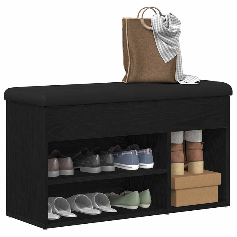 Bancă pentru pantofi Negru 80 x 30 x 45 cm Lemn prelucrat