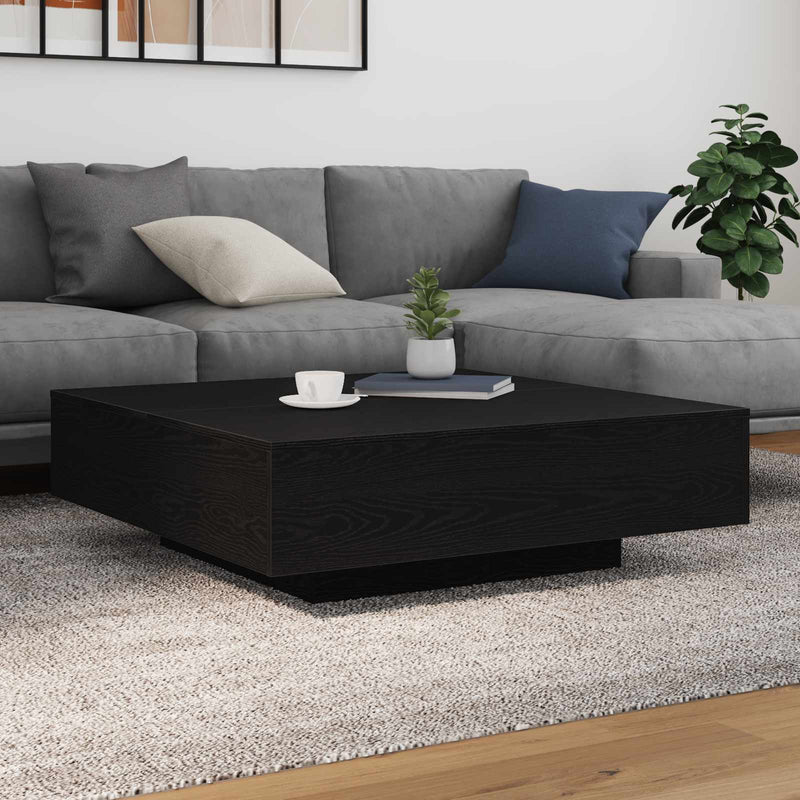 Masa de Cafea cu Benzi LED Stejar Negru 100 x 100 x 31 cm