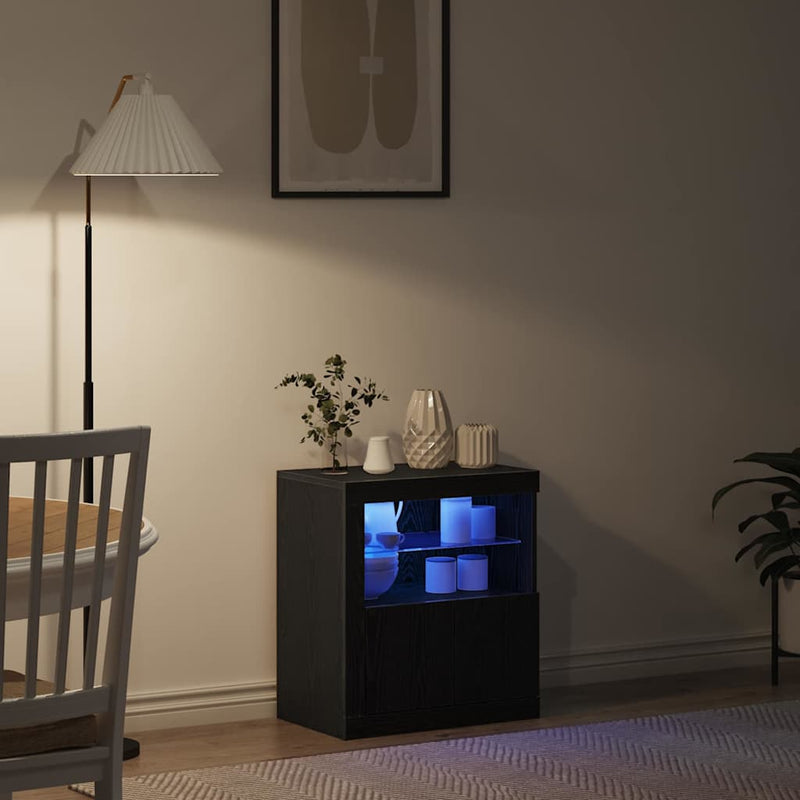 Bufet LED Negru 60,5 x 37 x 67 cm Lemn prelucrat