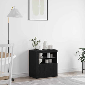 Bufet LED Negru 60,5 x 37 x 67 cm Lemn prelucrat