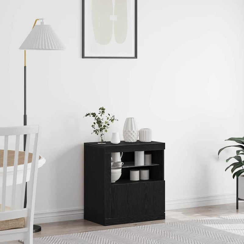 Bufet LED Negru 60,5 x 37 x 67 cm Lemn prelucrat