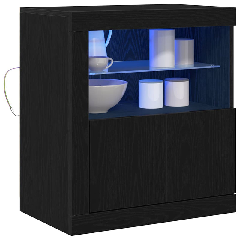 Bufet LED Negru 60,5 x 37 x 67 cm Lemn prelucrat