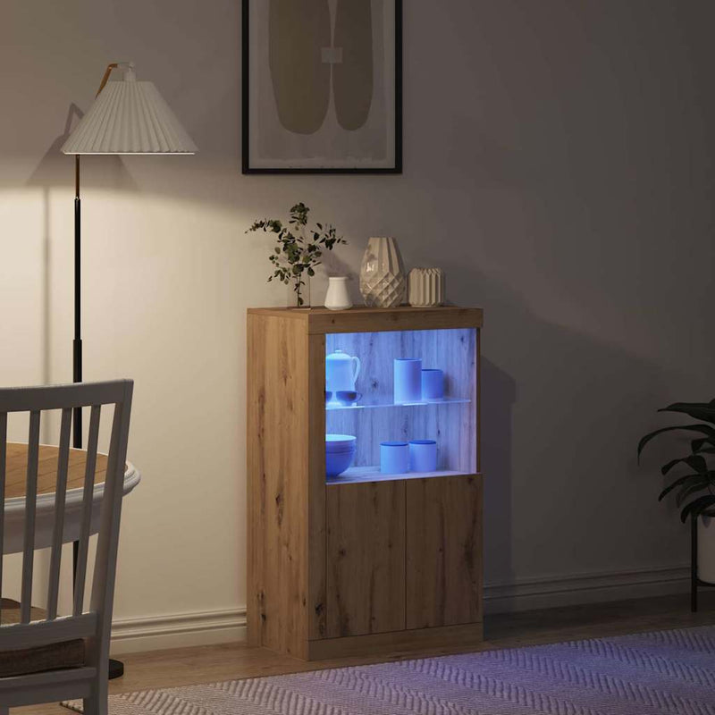 Bufet LED 60,5 x 37 x 100 cm Lemn prelucrat Stejar Artizanal
