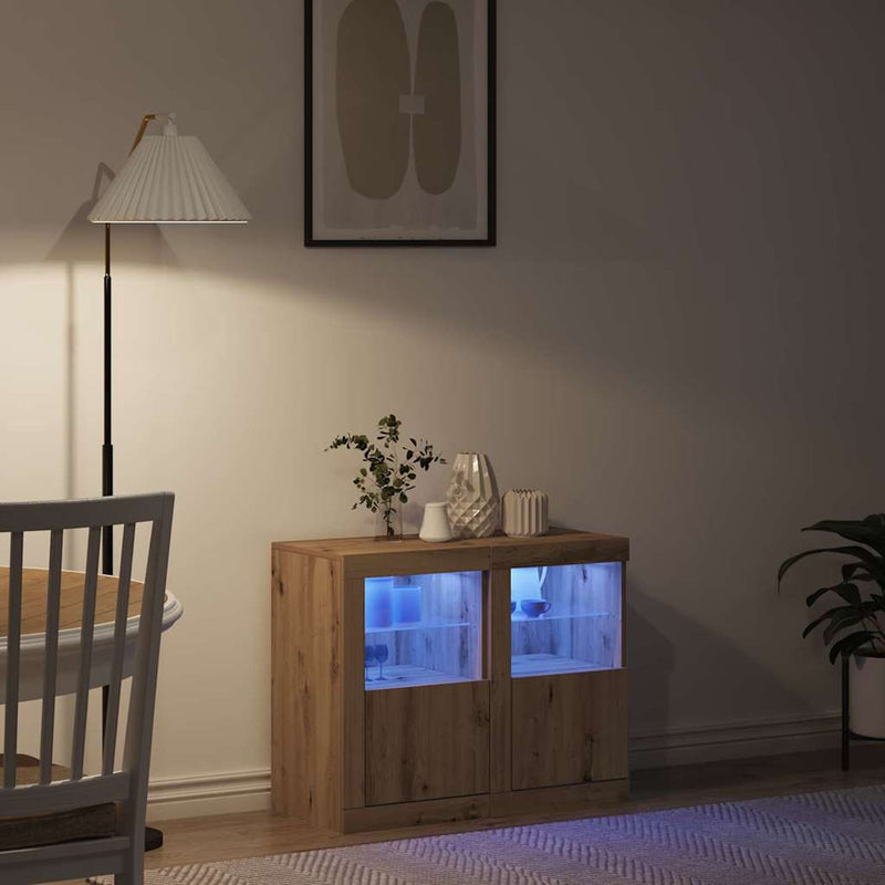 Bufet LED 2 buc. 41 x 37 x 67 cm Lemn prelucrat