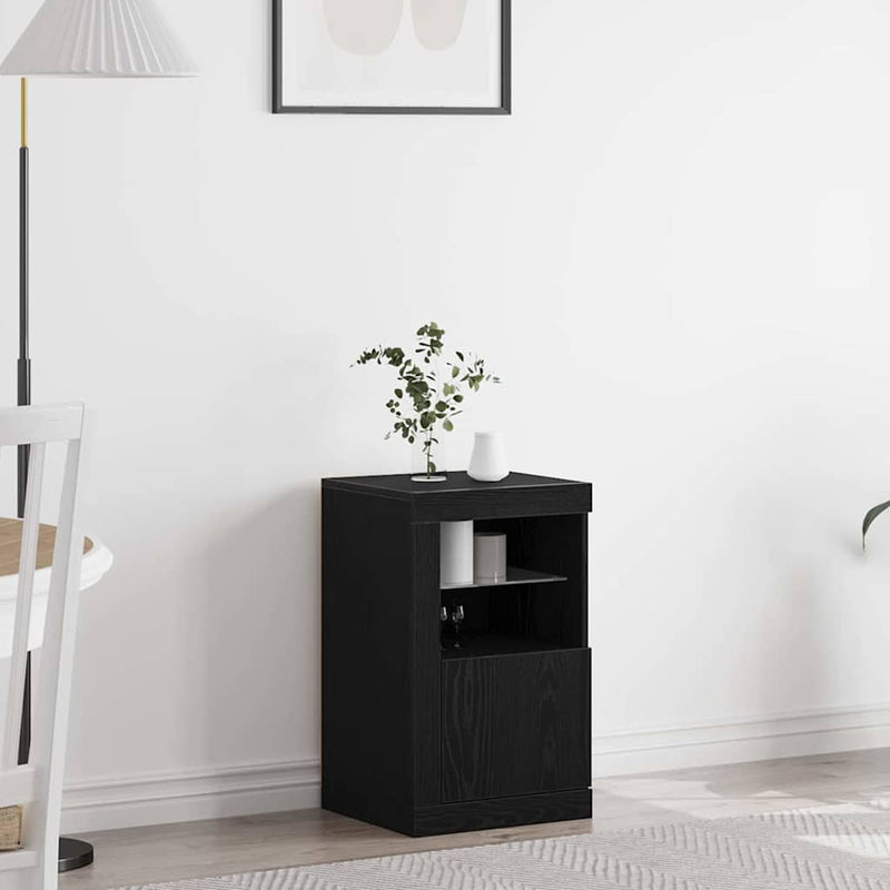 Bufet LED 41 x 37 x 67 cm Lemn prelucrat Stejar Negru