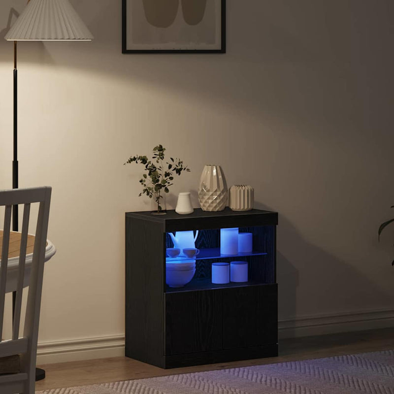 Bufet LED Negru 60,5 x 37 x 67 cm Lemn prelucrat