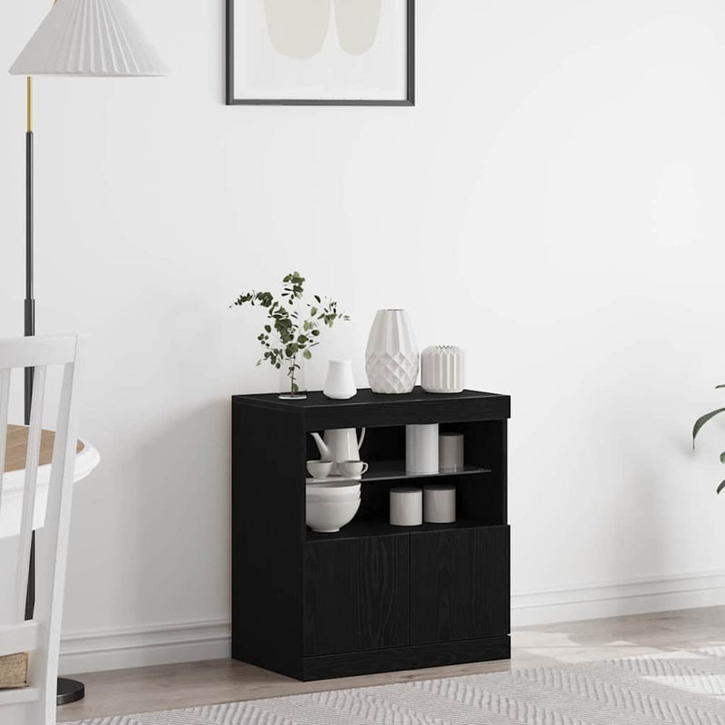 Bufet LED Negru 60,5 x 37 x 67 cm Lemn prelucrat