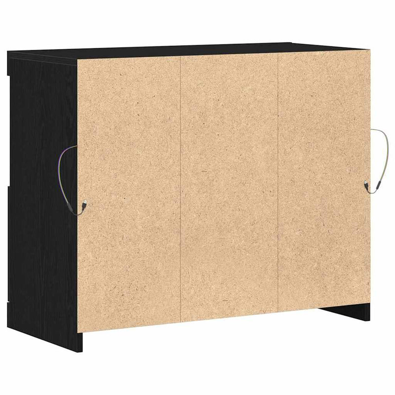 Bufet LED Negru 81 x 37 x 66,5 cm Lemn prelucrat