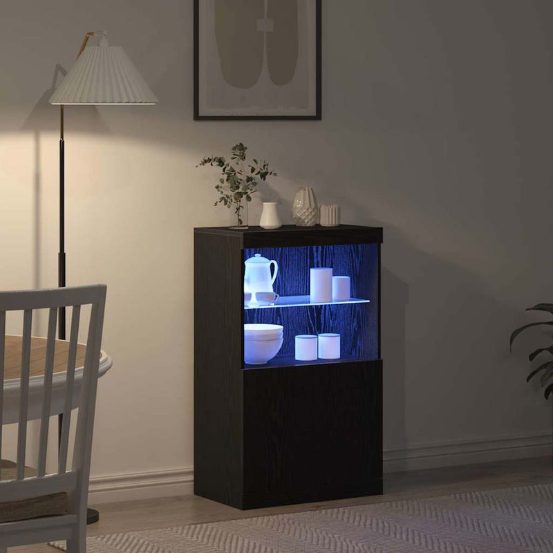 Bufet LED Negru 60 x 37 x 100 cm Lemn prelucrat
