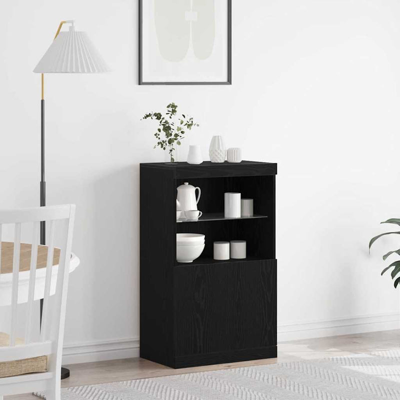 Bufet LED Negru 60 x 37 x 100 cm Lemn prelucrat