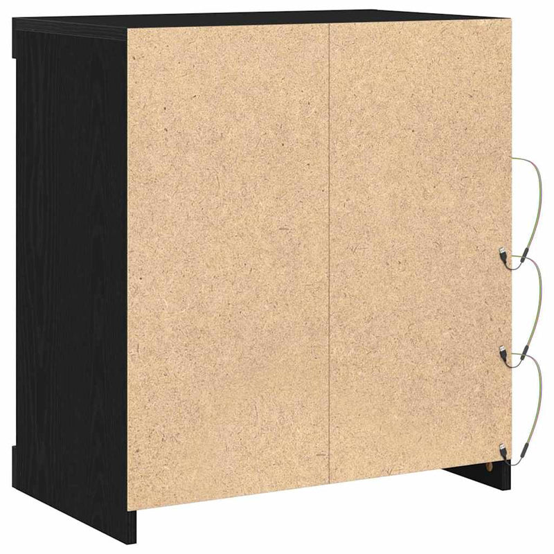 Bufet LED Stejar Negru 60,5 x 37 x 67 cm Lemn prelucrat