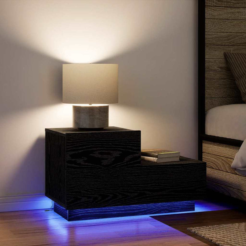 Dulap de noapte Stejar Negru 70 x 36 x 40,5 cm Lemn prelucrat