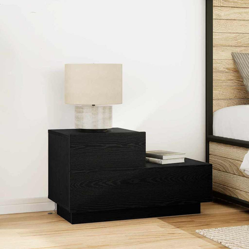 Dulap de noapte Stejar Negru 70 x 36 x 40,5 cm Lemn prelucrat