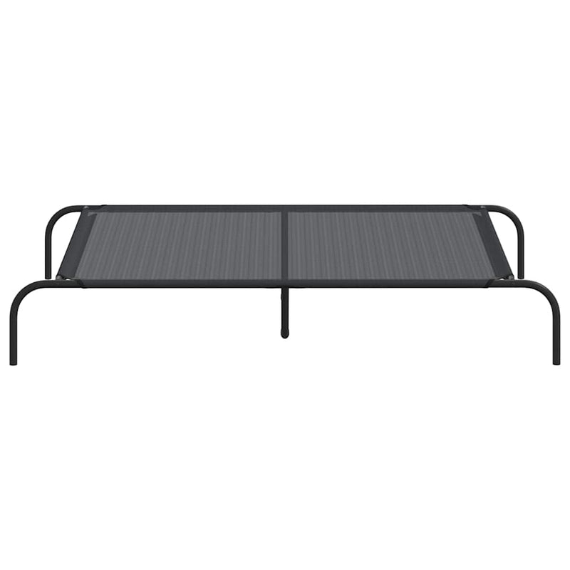 Pat înălțat pentru câini negru 130x80x20 cm Textilenă și oțel