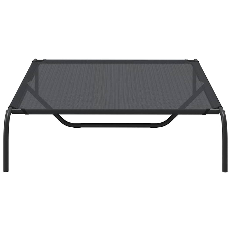 Pat înălțat pentru câini negru 130x80x20 cm Textilenă și oțel