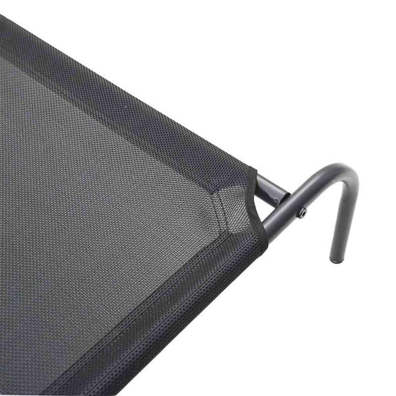 Pat înălțat pentru câini negru 130x80x20 cm Textilenă și oțel