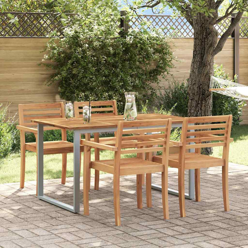 Masă de Grădină Gri 140 x 80 x 75 cm Lemn Solid de Acacia