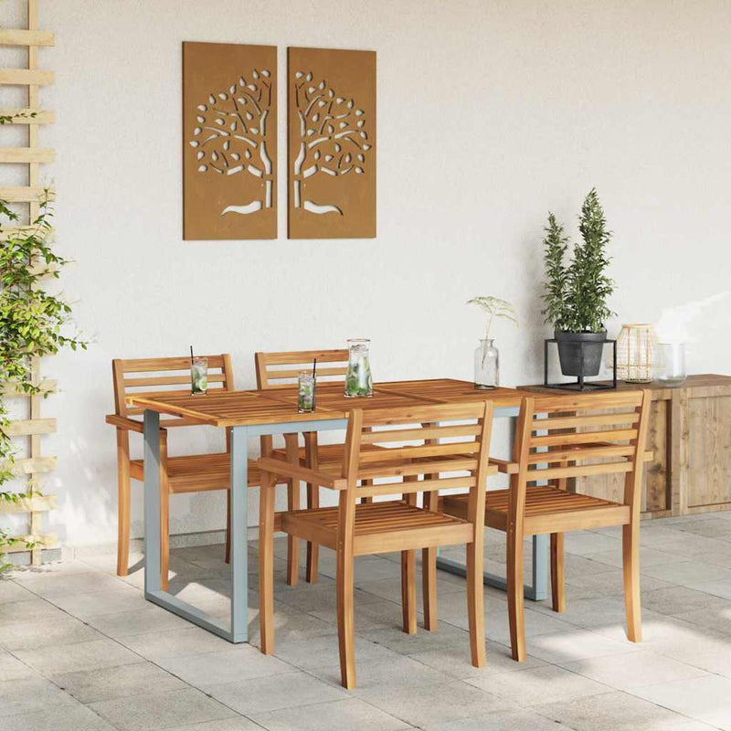 Masă de Grădină Gri 140 x 80 x 75 cm Lemn Solid de Acacia