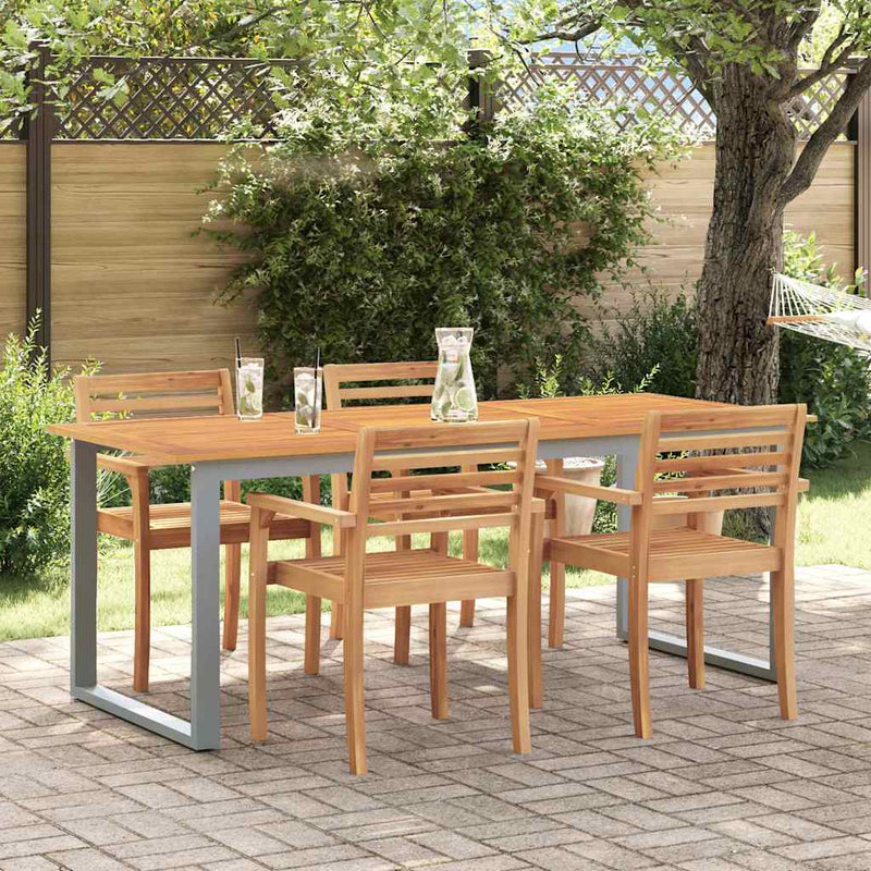 Masă de Grădină Gri 160 x 80 x 75 cm Lemn Solid de Acacia