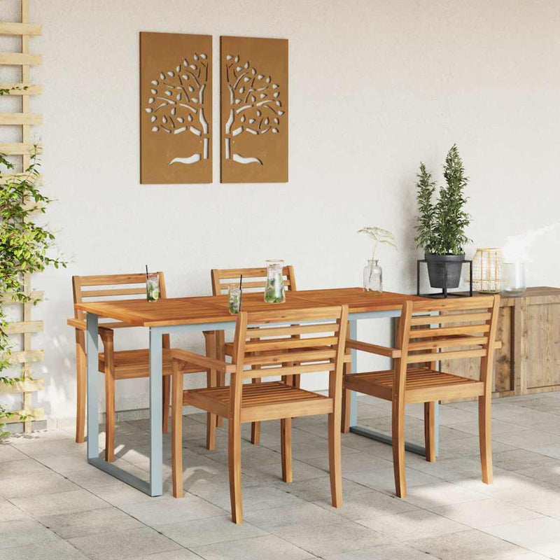 Masă de Grădină Gri 160 x 80 x 75 cm Lemn Solid de Acacia